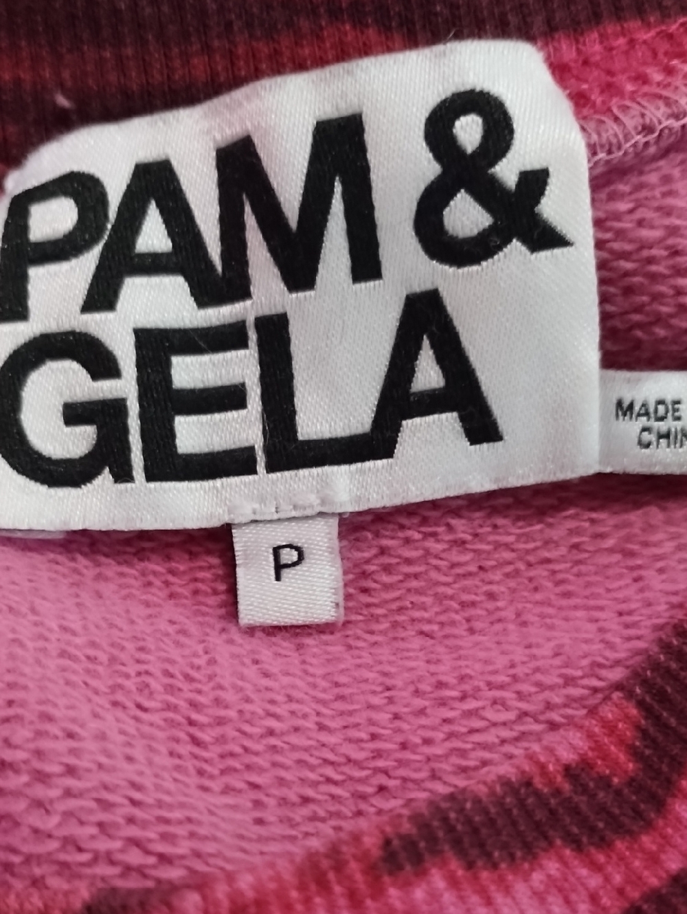 Pam & Gela women's S Pink Tiger Print Puff Sleeve Sweatshirt - Picture 6 of 7